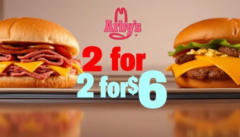 arby's menu specials 2 for $6